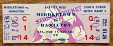 MIDDLETOWN & HAMILTON, OHIO- 1951 FOOTBALL GAME TICKET- RARE FULL BARNITZ FIELD