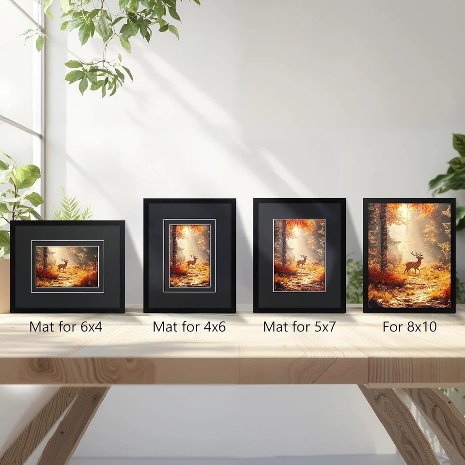 2件装8x10黑色相框双垫适用于4x6 5x7 8x10照片墙面桌面 — 第 3/4 张图片