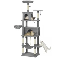 PawHut Multi-Level Cat Tree with 2 Condos, 80" Tall Cat Tower for Indoor