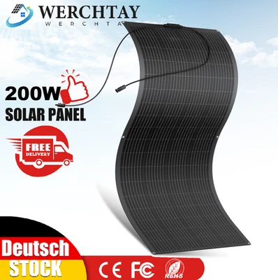 WERCHTAY 200W Flexibel Solarpanel Solarmodul Monokristallin für Wohnmobil Balkonkraftwerk