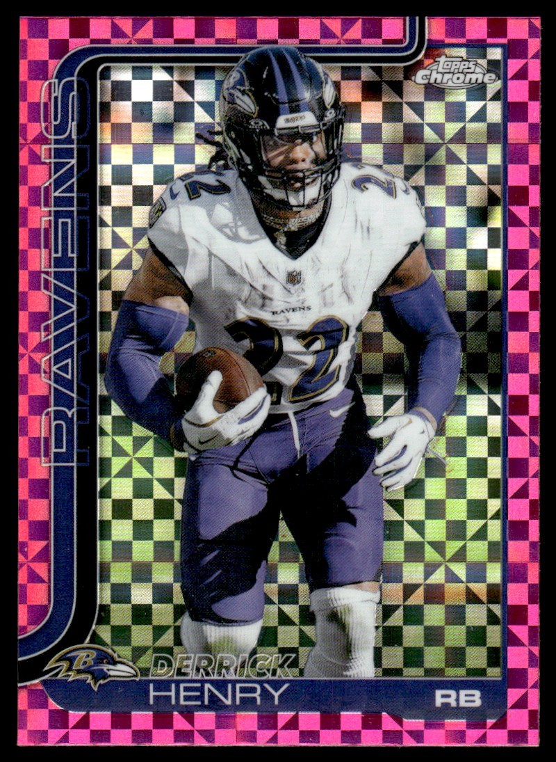 2025 Topps Chrome Hot Pink X Fractor Derrick Henry Baltimore Ravens #25