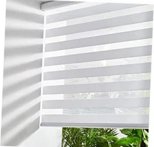 Cordless Zebra Blinds for Windows Free-Stop Roller Windows 23”W x 72"H White