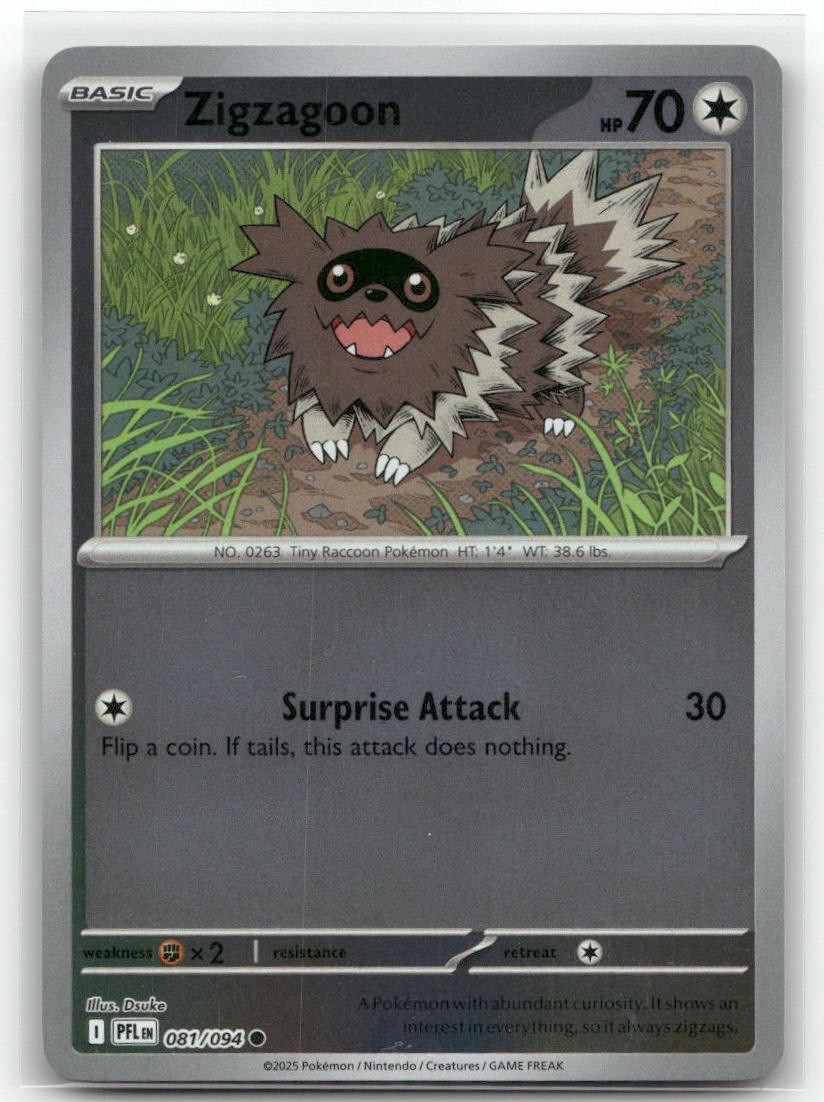 Zigzagoon 081/094 Reverse Holo Phantasmal Flames Pokemon TCG