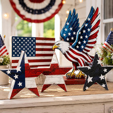 5 Pcs 4Th of July Decorations Large Patriotic Wooden Desk Decor Red Blue White T