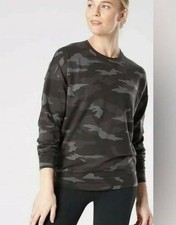 Athleta Studio to Street Camo Crewneck Sweatshirt in Gray / Black - Sz M