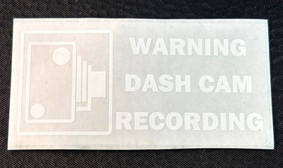 Dashcam Warung Aufkleber ''warning dashcam recording'' weiß''  10cm x 5cm