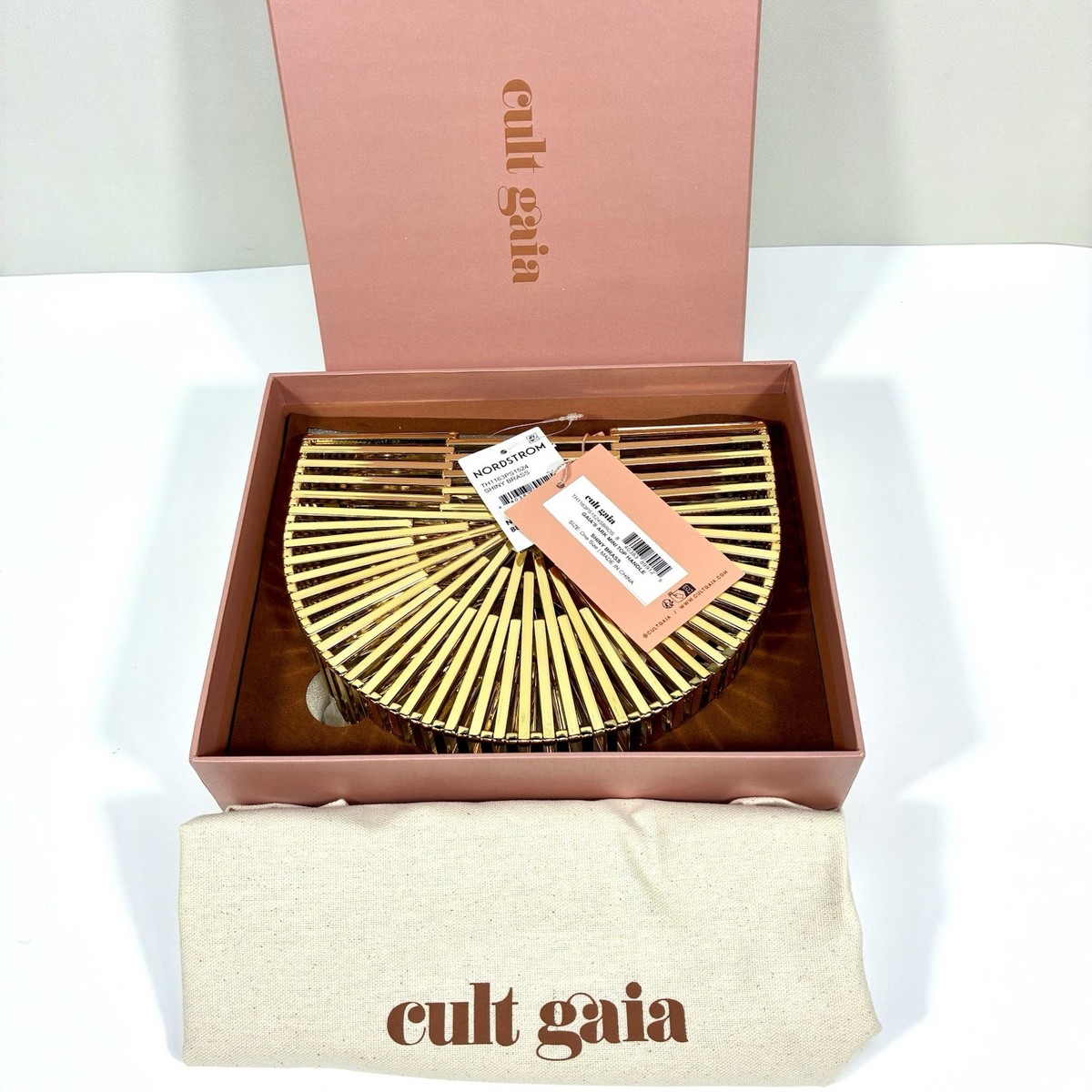 Cult Gaia Mini Ark Top Handle Handbag Shiny Brass Gold NEW | eBay