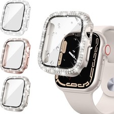 3pcs Screen Protector Case for Apple Watch 44mm SE 3/SE 2/Series 6/5/4 Bling
