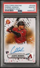 2023 TOPPS PRISTINE GABRIEL MORENO ROOKIE GOLD REFRACTOR AUTO 1/50 PSA 10 RC