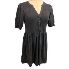 XSP Loft Petites Black Short Sleeve Dress Ribbed Knit Bodice