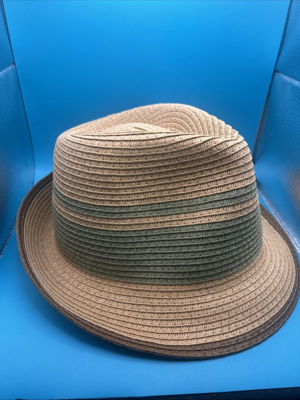 Paul Smith Straw Trilby with Olive Green Banding-Great Summer Holiday Hat Size M