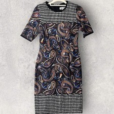 Shelby & Palmer Dress Womens 6 Black Paisley Houndstooth Party Work Casual