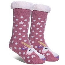 Kids Fuzzy Slipper Socks Boys Girls Soft Cozy Fluffy Grips Socks Winter Warm ...