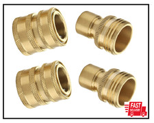 Garden Hose Quick Connect Fittings, 3/4 Inch GHT Solid Brass, Set 2-Pack
