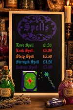 Personalised Spells Blackboard Sign | Kids Potion Shop | Mud Kitchen Accessory