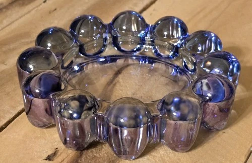 Vintage BLUE BOOPIE Ashtray Bubble Glass 5” Trinket Dish MCM Anchor Hocking Nova