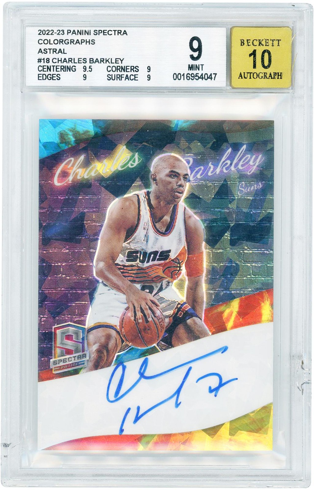Charles Barkley Suns Signed 2022-23 Panini Spectra #CG-CBK #44/49 BGS 9/10 Card