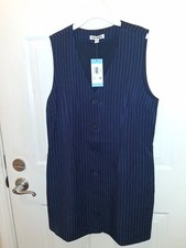 Steve Madden Women's Pinstripe Dress Size L Navy