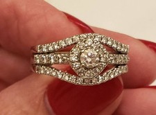 14kt White Gold Diamond Wedding Ring Set, size 7