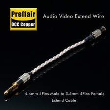 Gold Plated Plug Headphone Cable 4.4 mm Balanced Male To 3.5 mm Balanced Female