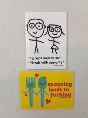 Spooning Leads To Forking Friends w Benefits Refrigerator Magnet David & Goliath