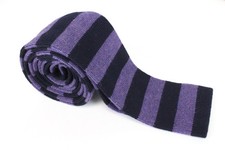 SUITSUPPLY Men Tie 150 x 6 cm Purple Pure Wool Knitted Striped Squared-End