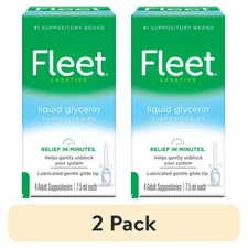 2 Pack Fleet Laxative Liquid Glycerin Suppositories 4 Adult Suppositories 7.5 ml