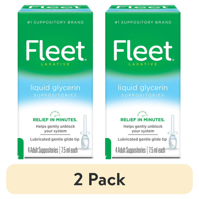 #ad 2 Pack Fleet Laxative Liquid Glycerin Suppositories 4 Adult Suppositories 7.5 ml $20.73