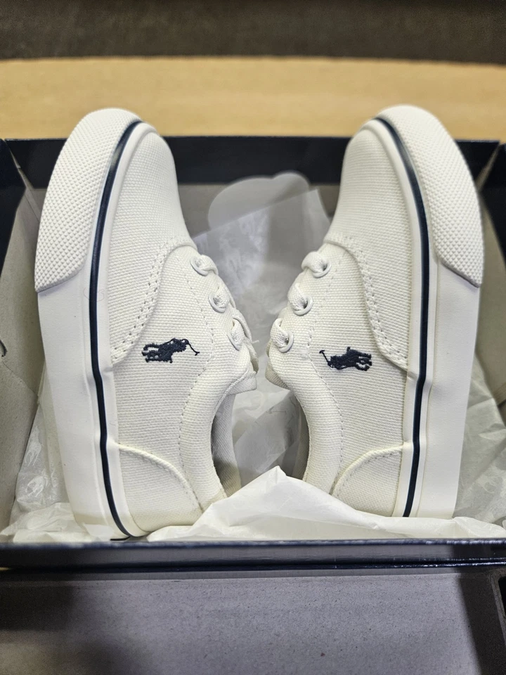 Zapatilla deportiva de lona Polo Ralph Lauren Keaton niños talla 5,5 blanca Foto 4 de 4