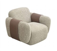 Sessel Moderner Wohnzimmer Beige Abgerundete Formen Hohe