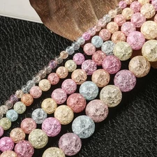 Mixzed Colors Round 4mm 6mm 10mm 12mm Strand Crackle Crystal Glass Beads