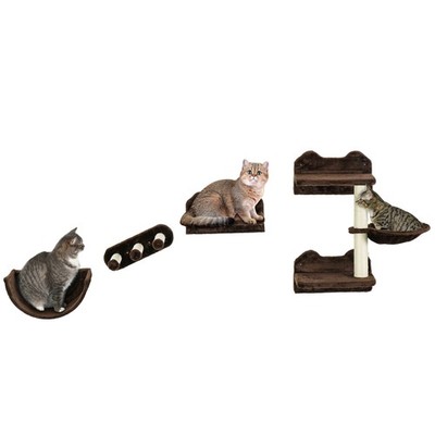 PawHut 4 Stück Wand-Katzenbaum mit Kratzbaum, gebraucht