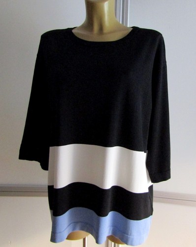 Elena Mirò Maglia Misto Viscosa Blu Bianco e azzurro Taglia 54 IT/50 EU - Foto 2 di 6