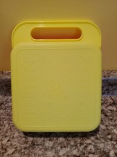 Vintage Tupperware Tupper Toy Stencils Lot of 7 Yellow Carrying Case