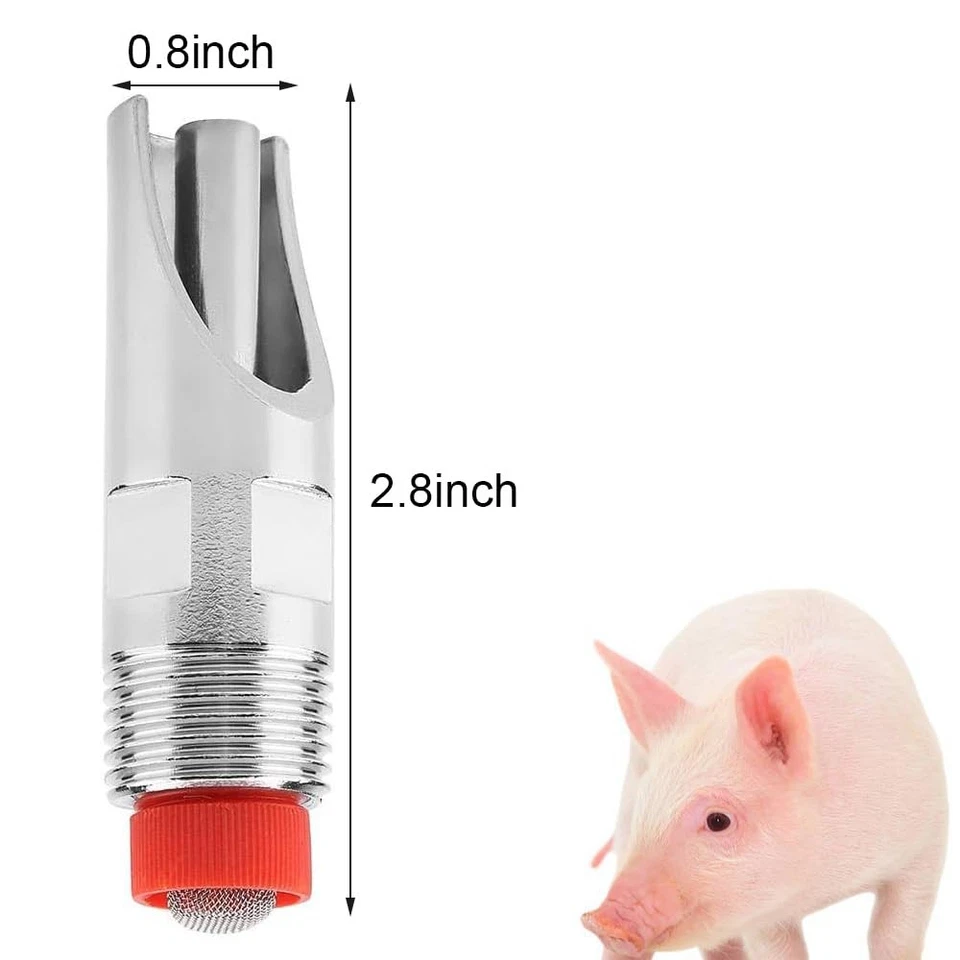 Paquete de 10 pezones de riego para cerdo de acero inoxidable 1/2 NPT bebedero automático para pezones de cerdo Foto 2 de 4