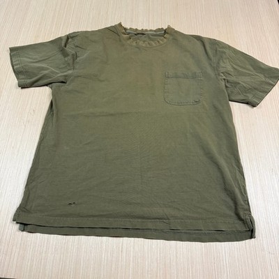 Vintage Sun Faded Distressed Olive Green T Shirt XL Gradient Pocket 90s y2k