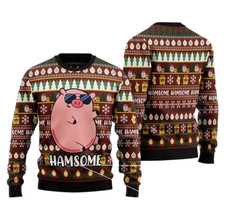 Hamsome Cute Pig Ugly Christmas Sweater, Funny Xmas Sweater, Sweater Xmas