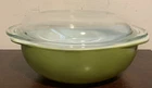 Vintage Pyrex 2 Qt Covered Casserole 024 Tab Handle Green Round  with Lid