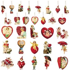 L1rabe Valentine's Day Hanging Ornament Decorations, 46Pcs Vintage Colorful