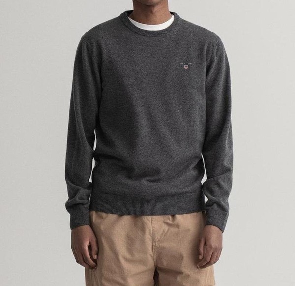 Men Gant Sweater Grey Wool L #7WZA