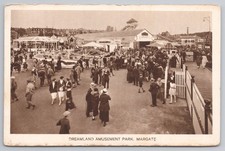 Margate Dreamland Amusement Park Caterpillar Ride Arcade Crowds Vintage View
