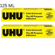 2 x UHU All Purpose Glue 125ml Jumbo Size Tubes Extra Strong Clear Adhesive