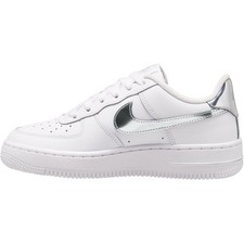 IQ7194-100 Nike Air Force 1 Kids' Skate Shoes White/Metal Silver