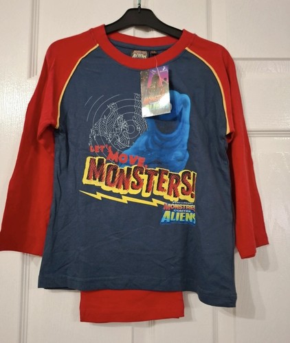 Monsters Aliens Pyjamas Kids Boys, Long Leg, Navy, Red. Grey