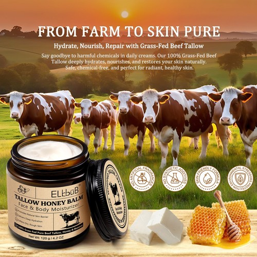 Natural Beef Tallow Cream Honey Balm Dry Skin Body Face Moisturizing Grass Fed - Picture 7 of 11