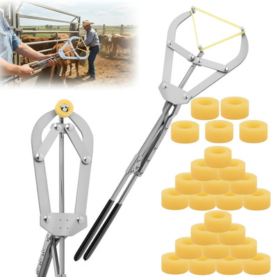25 Elastrator Bands with Extra Large Stainless Steel Banding Tool Bander Livesto
