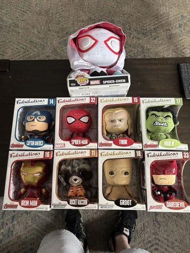 Funko Fabrikations Plush , Lot Of 9 .Marvel, Iron Man, Hulk, Thor.