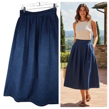 Vtg 80s Calvin Klein Denim Jean Skirt Maxi Midi Sz 10 Medium USA Flare A-Line N