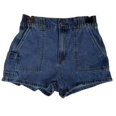 Simple Society Shorts Juniors 7/28 Blue Denim Cargo Elastic Waist Summer