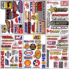 Set 6 Multicolor Racing Stickers Car Metal Plastic Glass Vinyl Waterproof